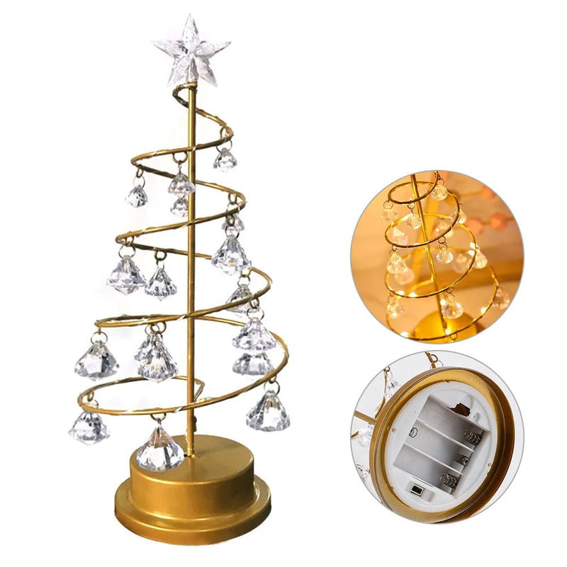 Crystal LED Spiral Christmas Tree Lamp for Festive Glow