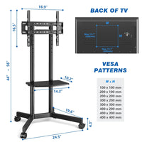 Versatile Rolling TV Stand with Adjustable Shelf