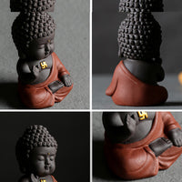 Kleiner Buddha aus violettem Ton, Dekoration für Zuhause, Schreibtisch, Heimdekoration 