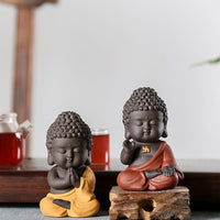 Kleiner Buddha aus violettem Ton, Dekoration für Zuhause, Schreibtisch, Heimdekoration 