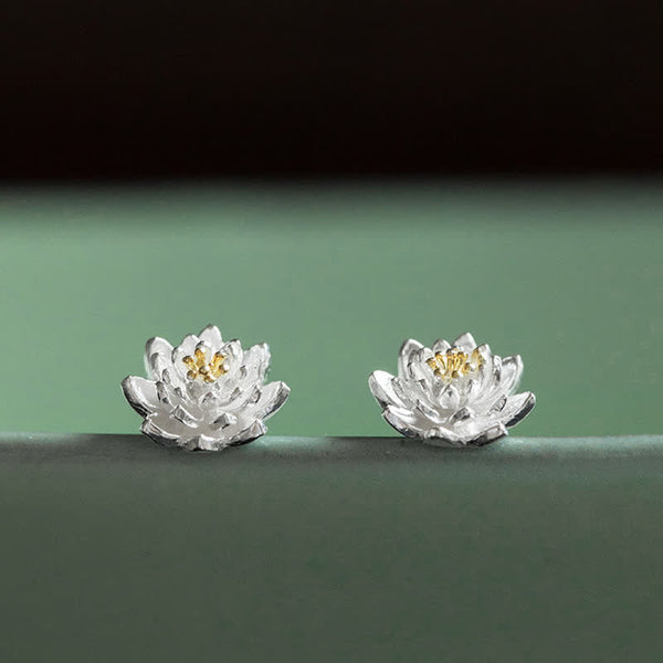 925 Sterling Silver Lotus Flower Balance Earrings