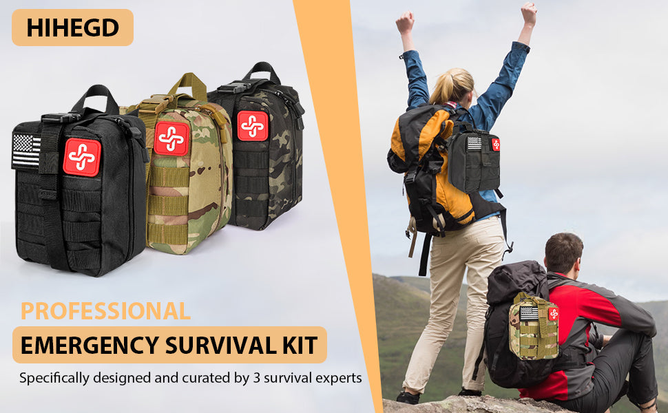 Survival Gear Kit - 250Pcs Survival Gear First Aid Kit with Molle System Compatible Bag and Emergency Tent