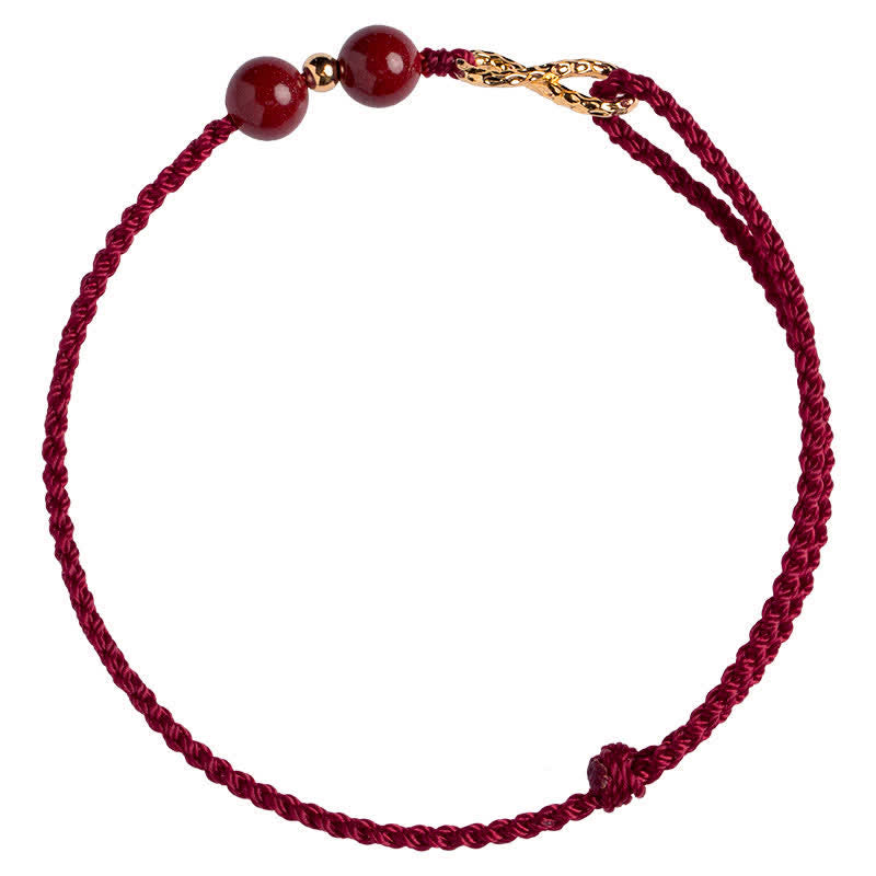 Red String 14K Gold Infinity Symbol Cinnabar Bracelet Anklet