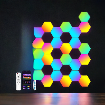 Customizable Hexagonal LED Smart Wall Panels with Audio Sync