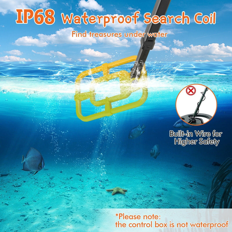 Heavy Duty Waterproof Metal Detector w/ 4 Search Modes, Memory Function for Gold Hunting