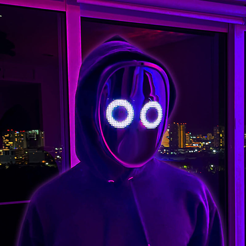 Customizable LED Smart Mask with Lights for Parties & Cosplay