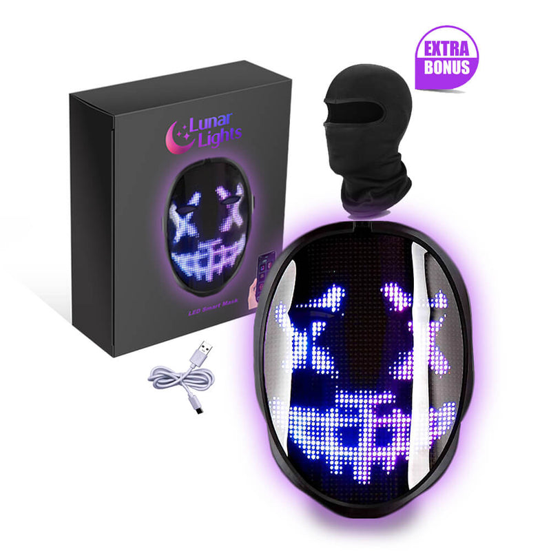 Customizable LED Smart Mask with Lights for Parties & Cosplay