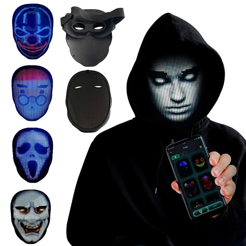 Customizable LED Smart Mask with Lights for Parties & Cosplay