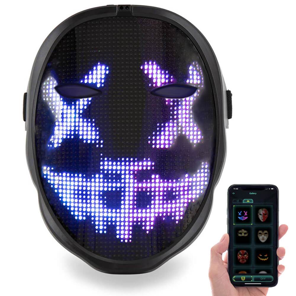 Customizable LED Smart Mask with Lights for Parties & Cosplay