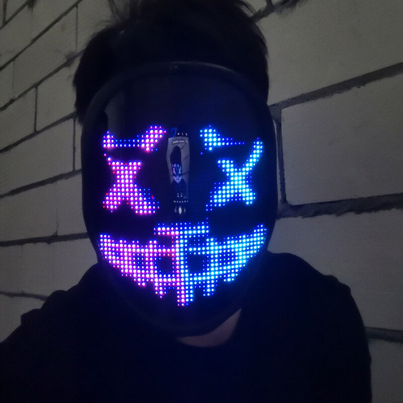 Customizable LED Smart Mask with Lights for Parties & Cosplay