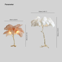 Skandinavische Luxus-Stehlampe/Tischlampe mit Straußenfedern, einzigartig 