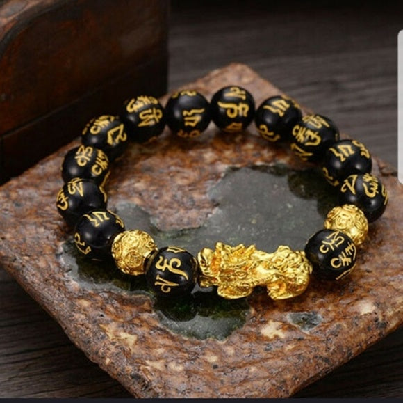 Feng Shui PiXiu Obsidian Attract Wealth Good Fortune Bracelet