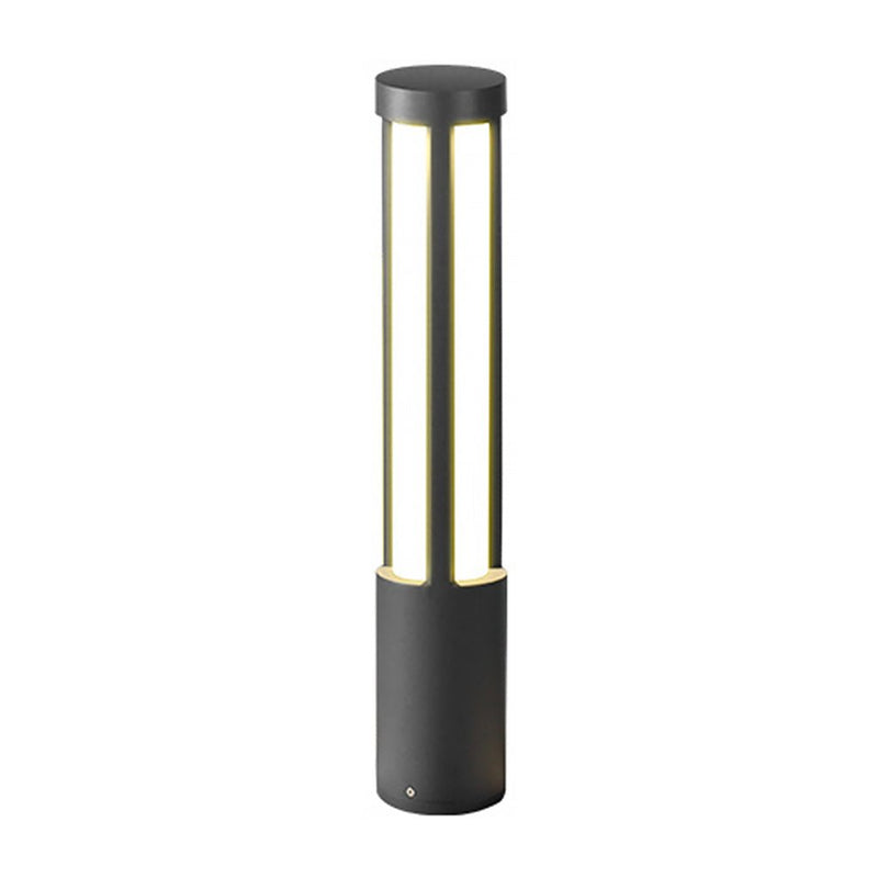 Zylinderförmige, schwarze, moderne LED-Pfostenleuchte für den Außenbereich