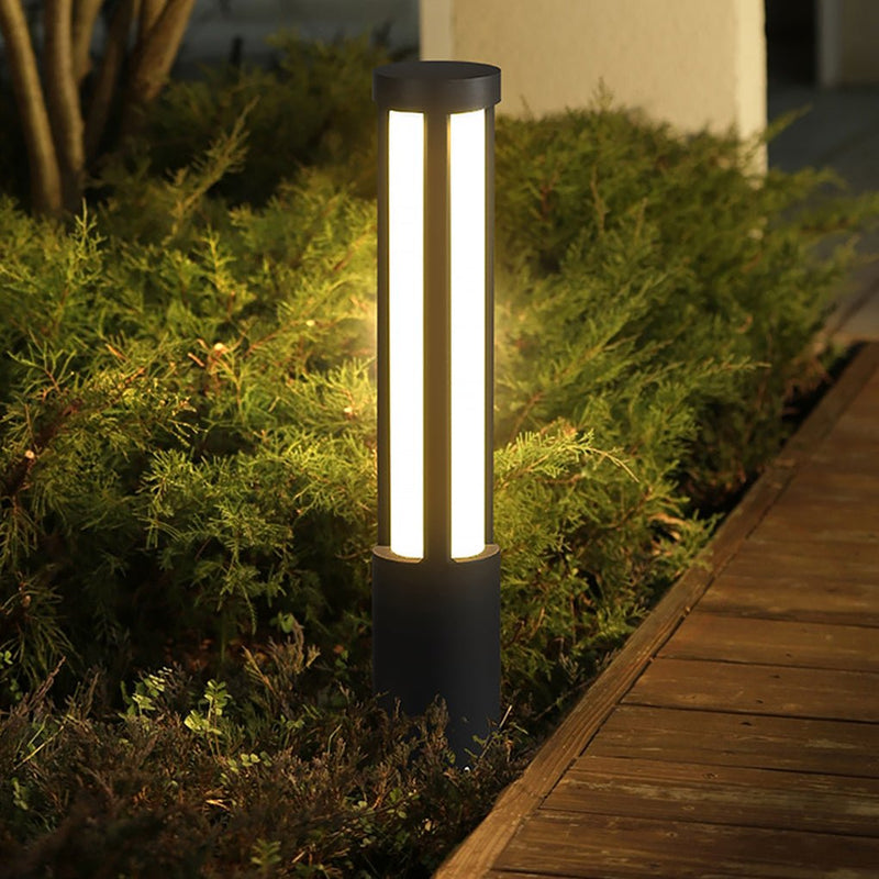 Cylinder Shaped Black Modern Outdoor Post LED Post Light