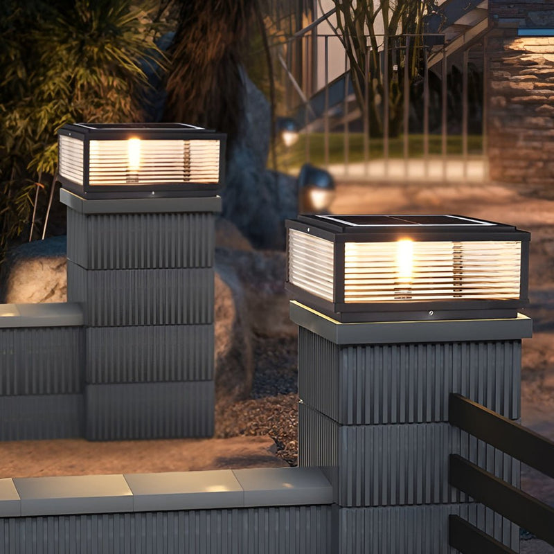 Contemporary Outdoor Waterproof Post Solar Fence Pillar Deck Post Light