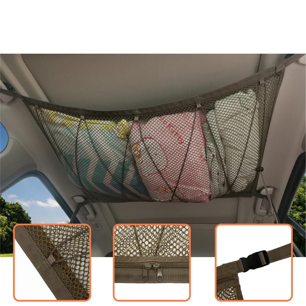 Portable Car Ceiling Space Saver Storage Net | Double-Layer Mesh Storage Organizer