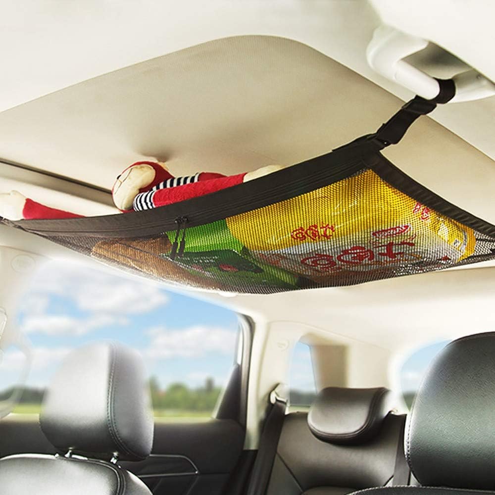 Portable Car Ceiling Space Saver Storage Net | Double-Layer Mesh Storage Organizer