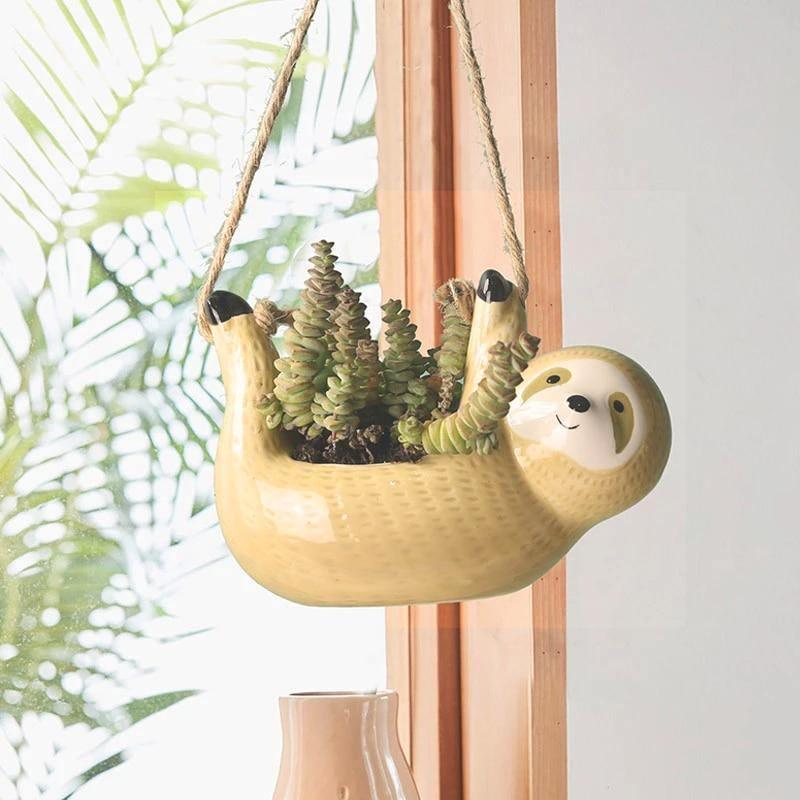 Sloth Ceramic Hanging Succulent Planter