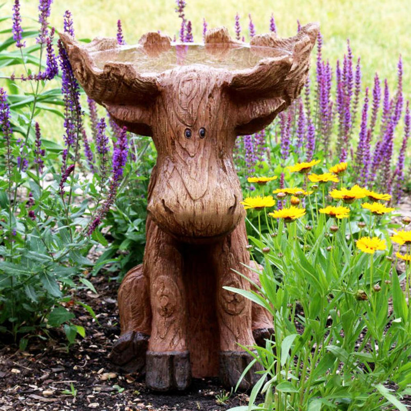 Resin Moose Bird Bath and Bird Feeder