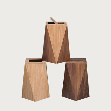 Geometric Nordic Style Wooden Diamond Trash Bin