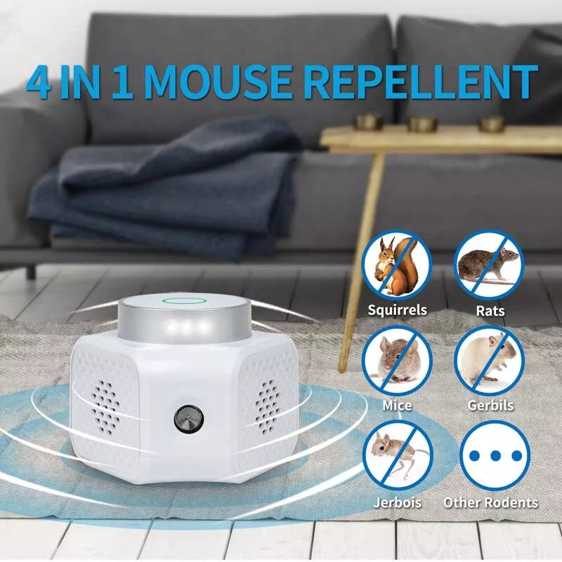 4-in-1 Ultrasonic Rodent Repellent Pest Squirrel Repeller Mouse Rat Deterrent