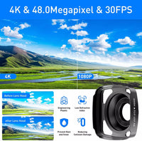 4K WiFi Video Camera Camcorder 48MP Vlogging Camera with Microphone for YouTube