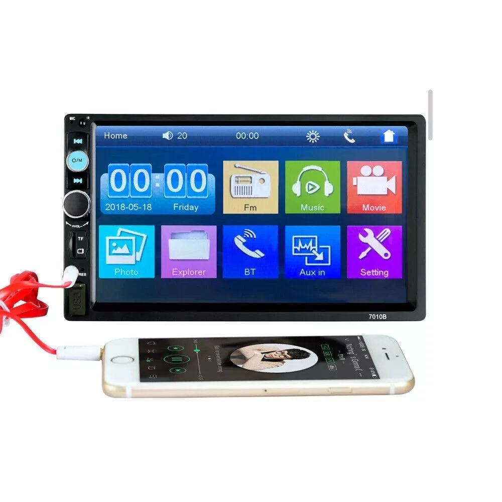 7" Double 2 DIN Car MP5 Player – Bluetooth Touch Screen Stereo Radio with Backup Camera