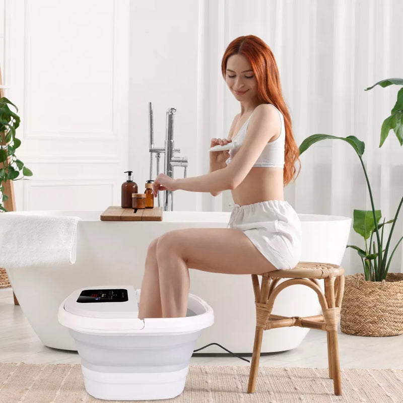 Remote-Controlled Foldable Foot Spa Tub with Heat & Soaking Function