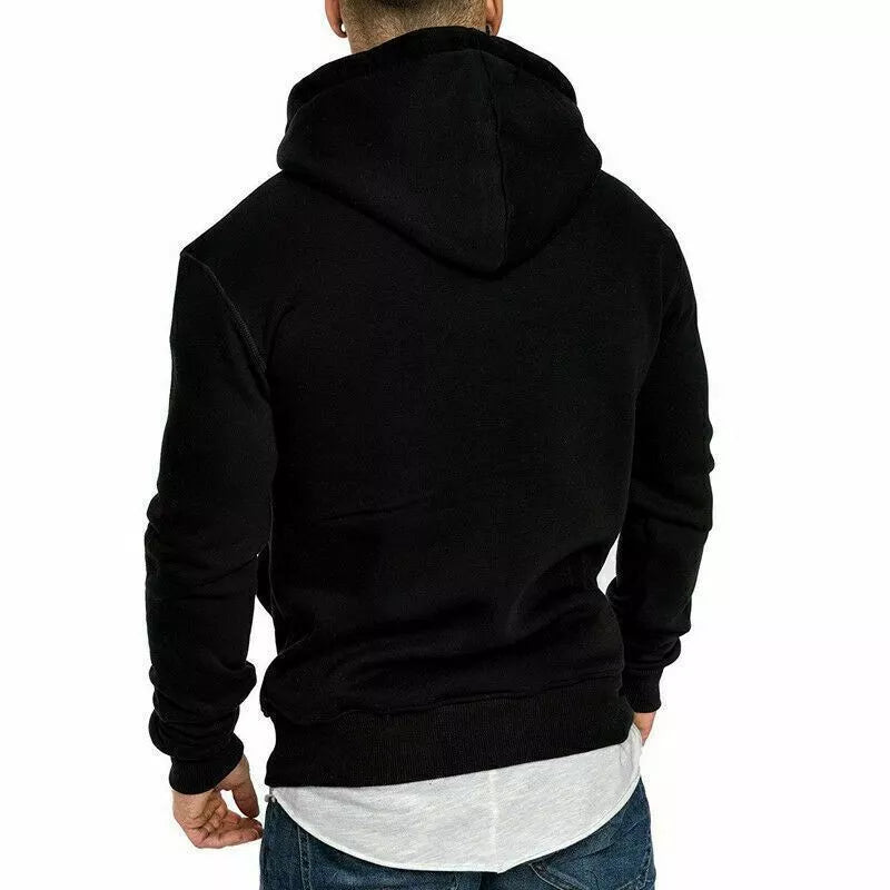 Men’s Slim Fit Casual Hoodie – Solid Color Pocket Pullover Sweatshirt