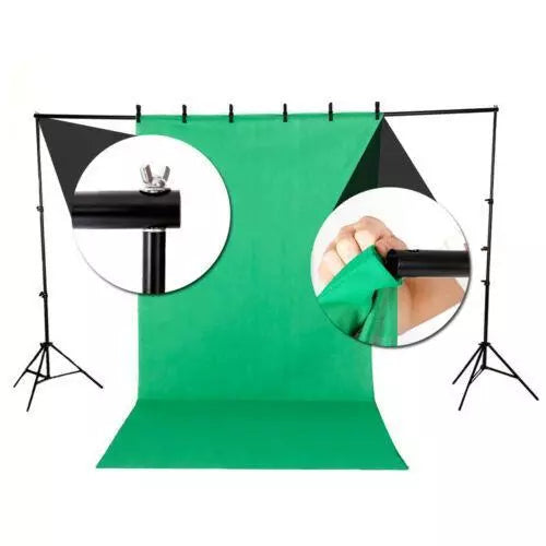 10FT Adjustable Photography Backdrop Stand Kit with 3 Backdrops