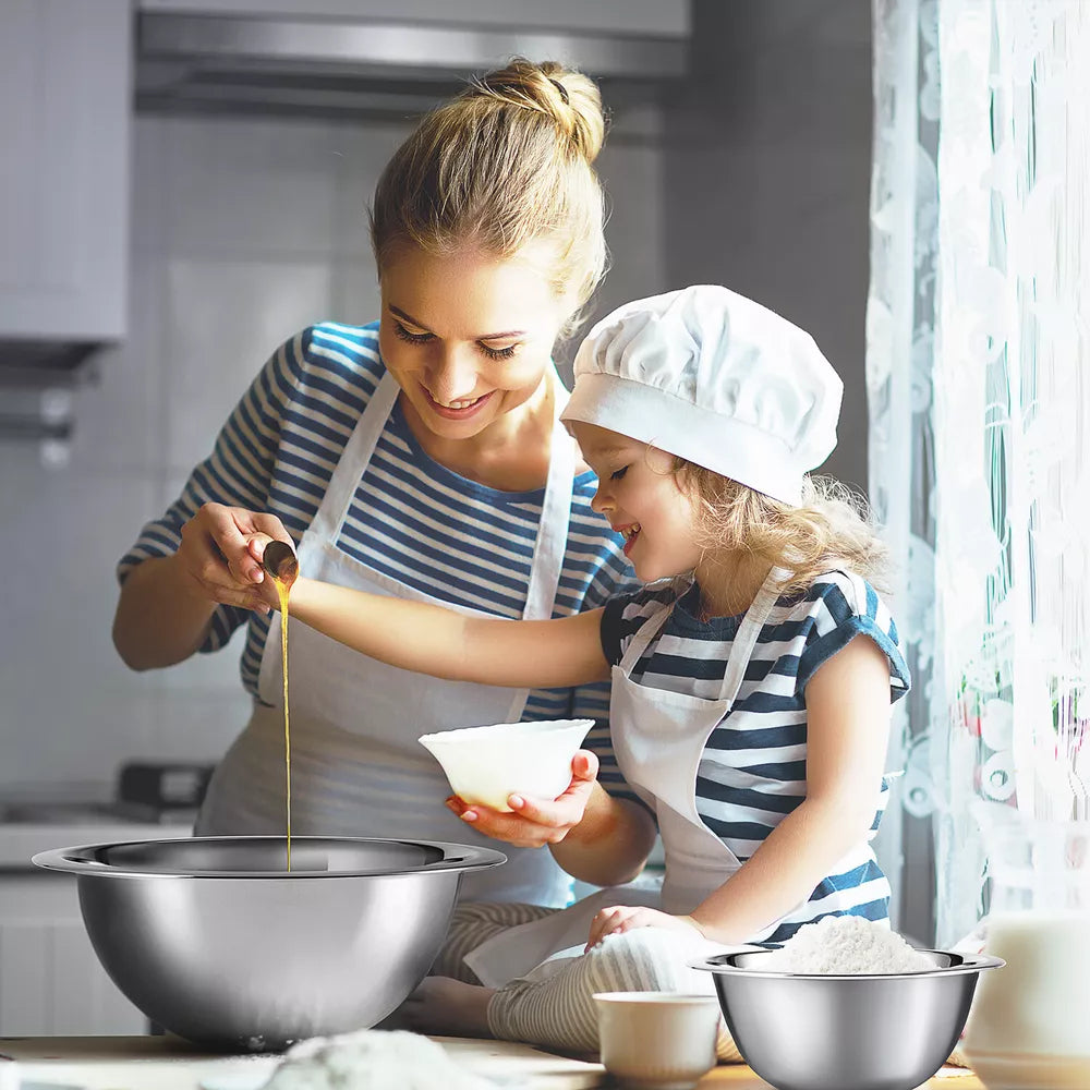 14-Piece Stainless Steel Mixing Bowl Set with Measuring Cups & Spoons