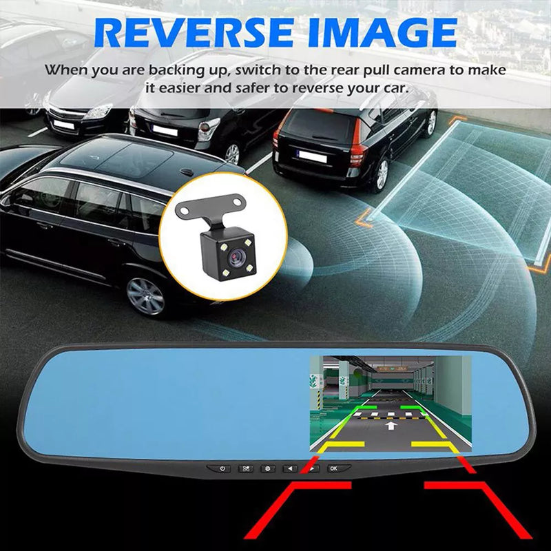 1080P HD Rearview Mirror Car DVR Dual Dash Cam – Front & Rear Video Recorder