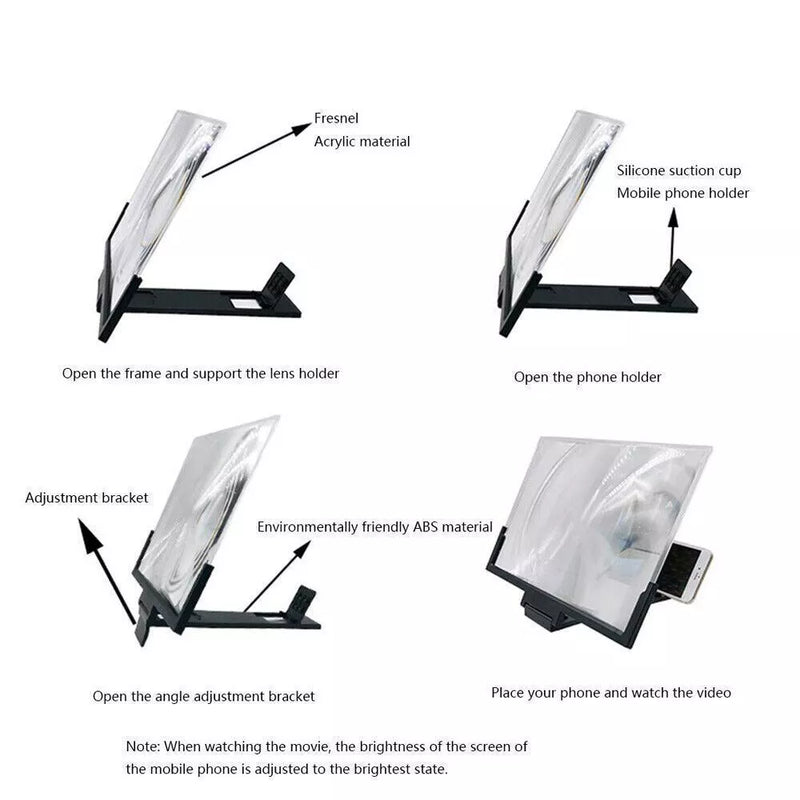 14" 3D Smartphone Screen Magnifier – Mobile Phone Amplifier Stand