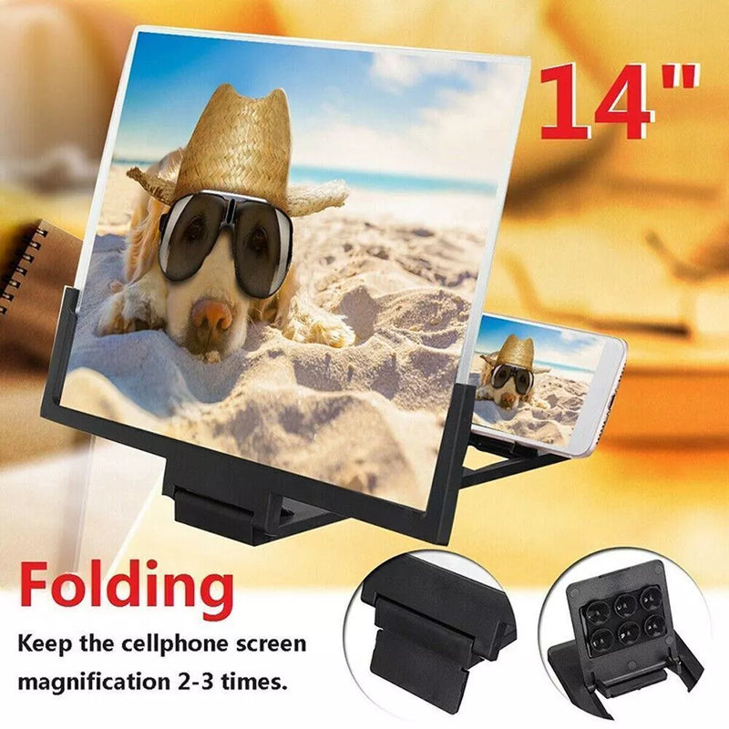 14" 3D Smartphone Screen Magnifier – Mobile Phone Amplifier Stand