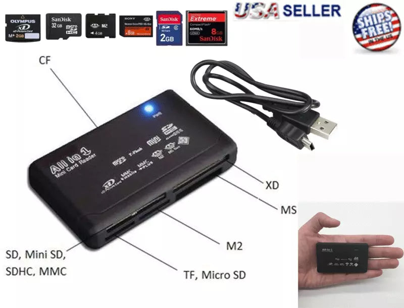 26-in-1 USB 2.0 High-Speed Memory Card Reader for CF, xD, SD, MS, SDHC