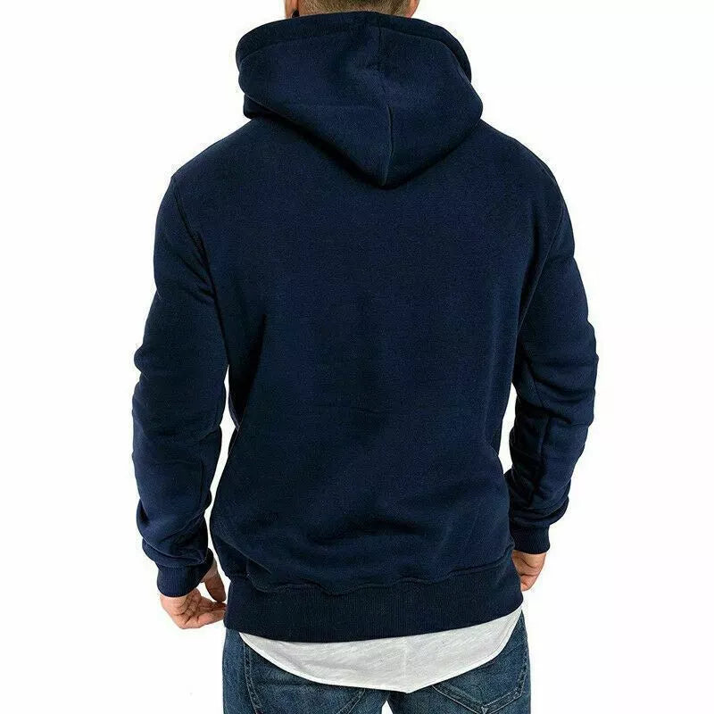 Men’s Slim Fit Casual Hoodie – Solid Color Pocket Pullover Sweatshirt