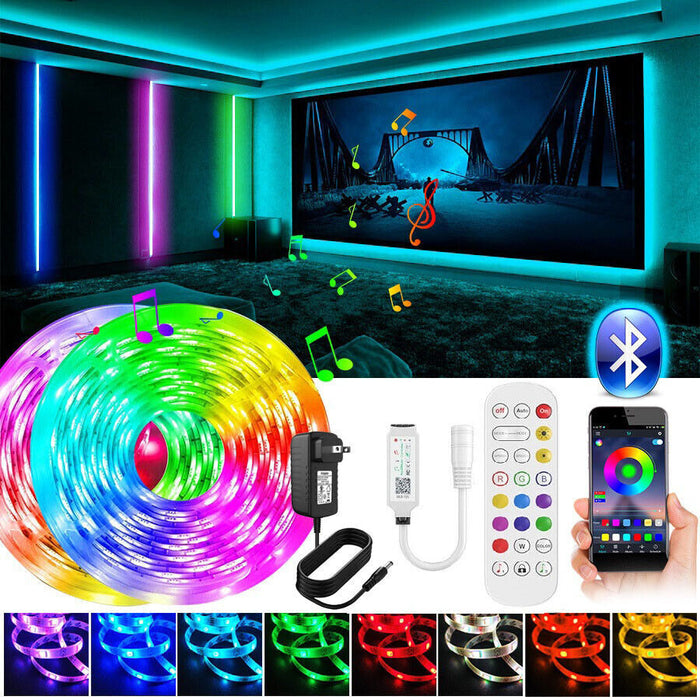 LED Strip Lights 100ft 50ft Music Sync Bluetooth 5050 RGB Room Light