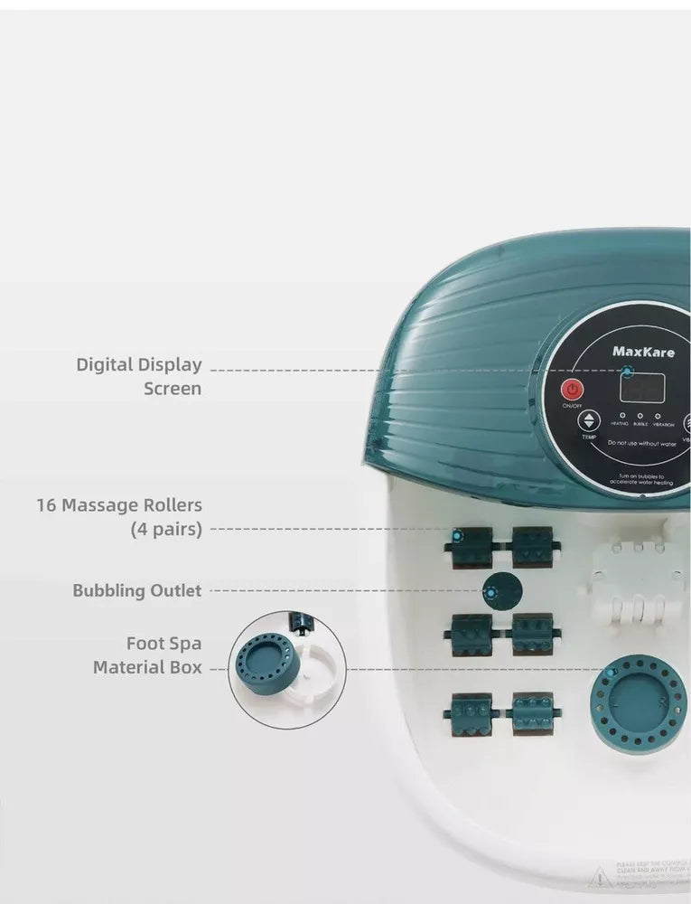 Heated Foot Bath Massager with Bubble and Vibration Functions