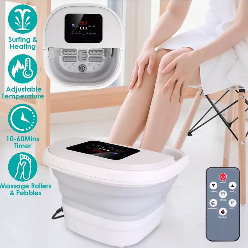 Remote-Controlled Foldable Foot Spa Tub with Heat & Soaking Function