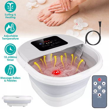 Remote-Controlled Foldable Foot Spa Tub with Heat & Soaking Function