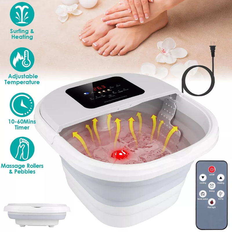 Remote-Controlled Foldable Foot Spa Tub with Heat & Soaking Function