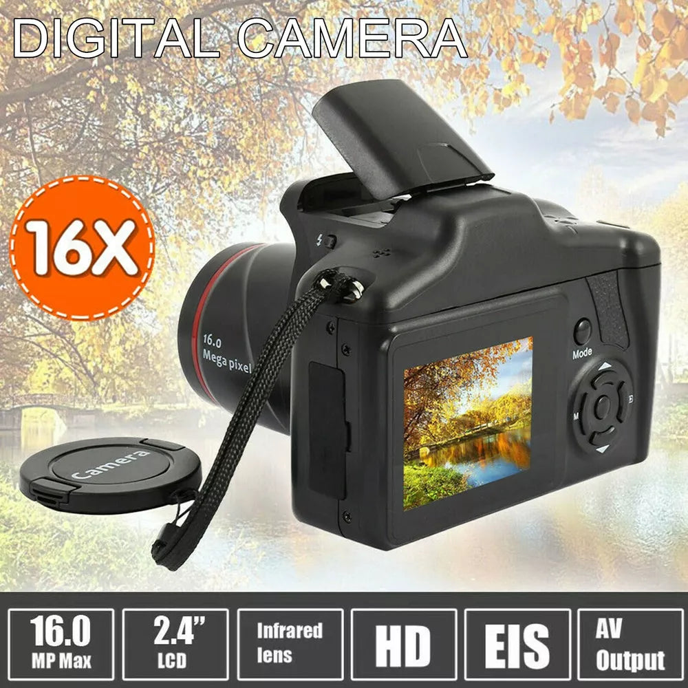 16MP Digital Camera with 16X Zoom & Anti-Shake – 1080P HD, 3.0 Inch LCD Screen, Built-in Mic