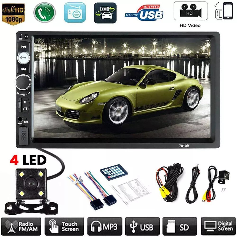 7" Double 2 DIN Car MP5 Player – Bluetooth Touch Screen Stereo Radio with Backup Camera