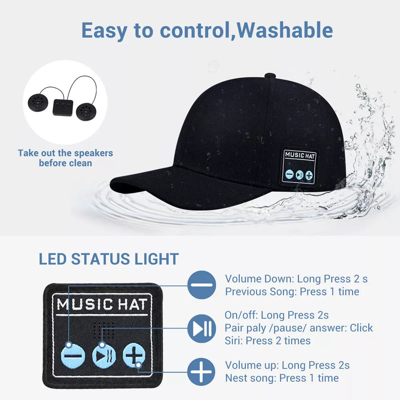 Bluetooth Speaker Baseball Cap – Wireless, Waterproof, and Stylish