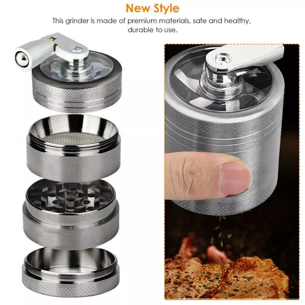 4 PCS Herb Tobacco Grinder Spice Herbal Metal Smoke Crusher with Handle