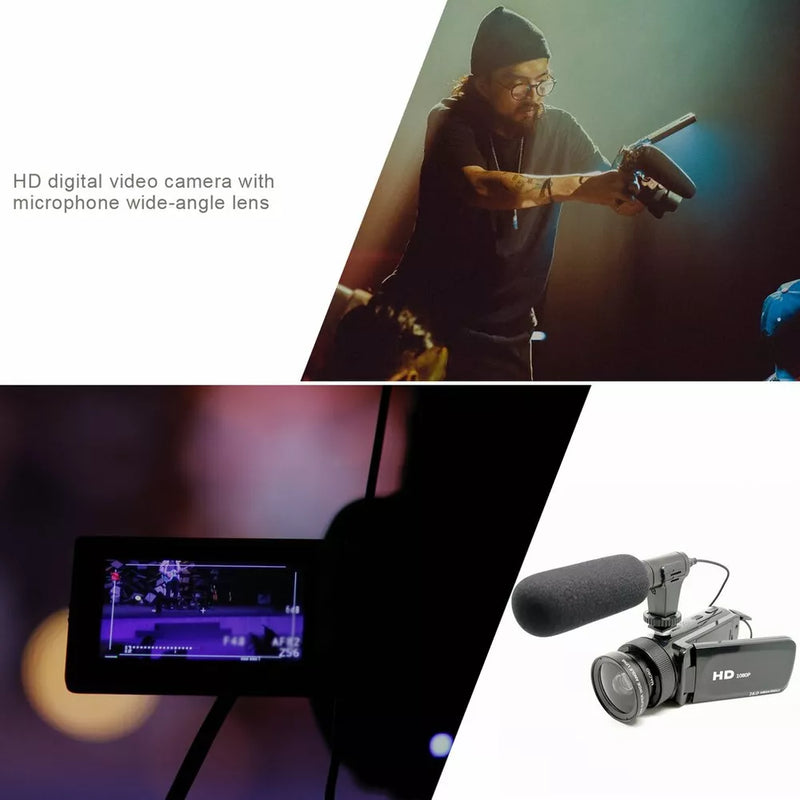 HD 1080P Digital Video Camera Camcorder for YouTube Vlogging with Microphone