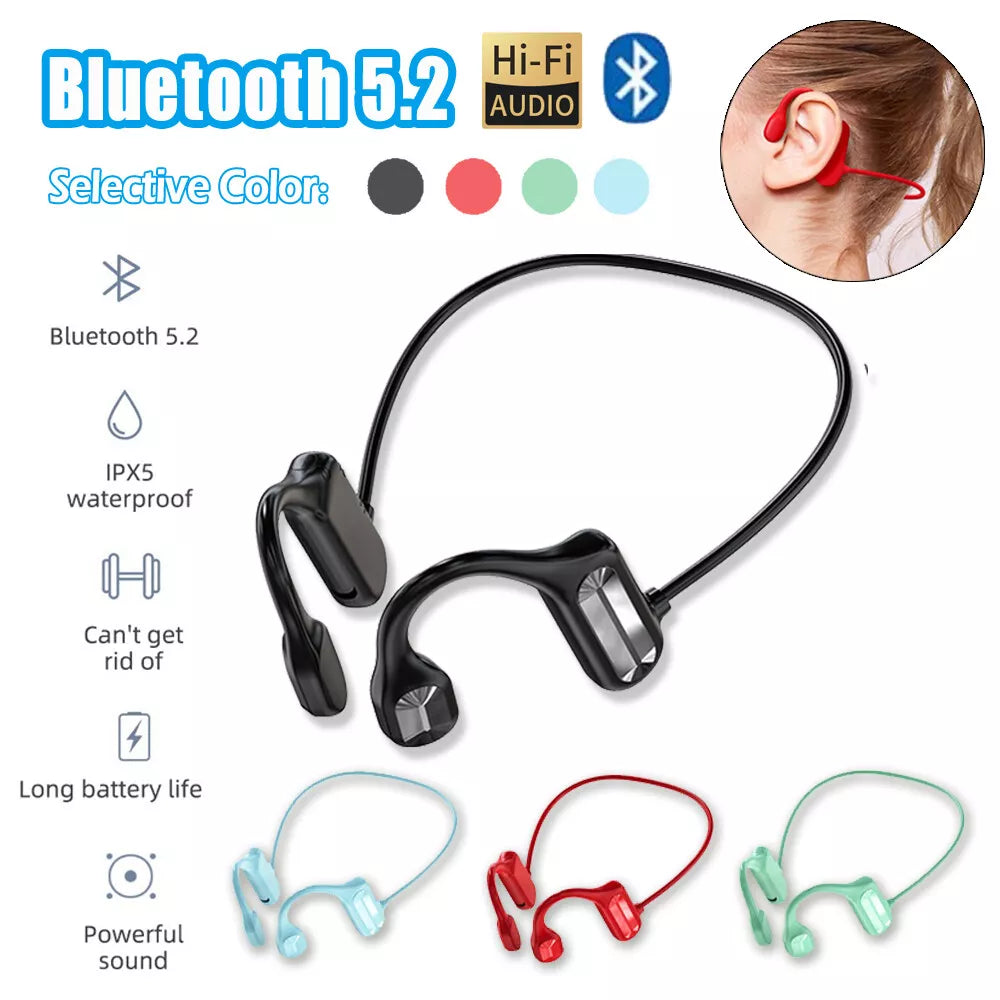 Bluetooth 5.2 Bone Conduction Open-Ear Headset – Wireless Outdoor Sport Headphones