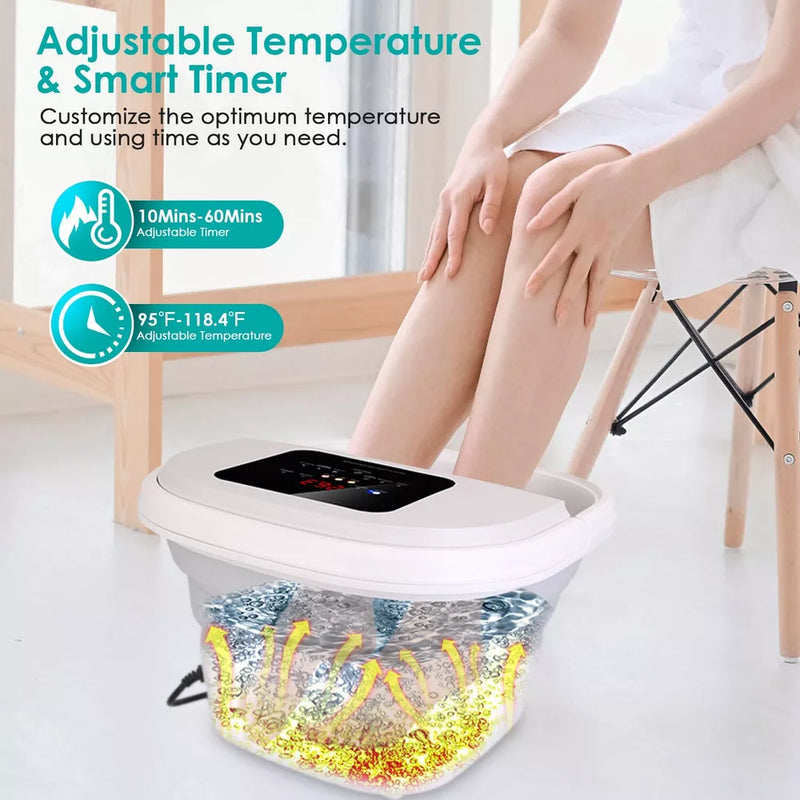 Remote-Controlled Foldable Foot Spa Tub with Heat & Soaking Function