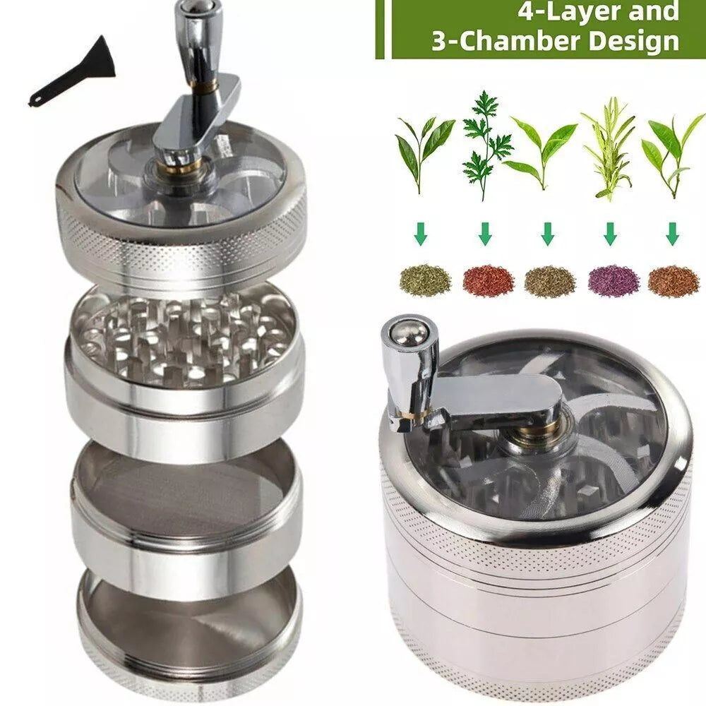 4 PCS Herb Tobacco Grinder Spice Herbal Metal Smoke Crusher with Handle