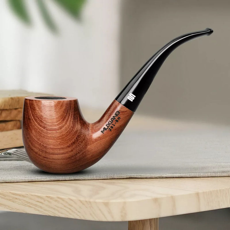 Rosewood Churchwarden Gandalf Pipe – Long Stem Bent Tobacco Pipe with Accessories